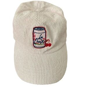 Light Pink Cherry Blossom Corduroy Cap with La Croix Embroidery